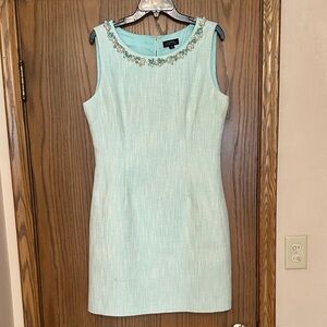 Tahari Mint Green Embellished Mini Dress